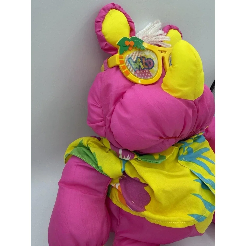 Vtg 1987 Fisher Price The Wild Puffalumps Pink Rhino Hawaiian Shirt & Glasses